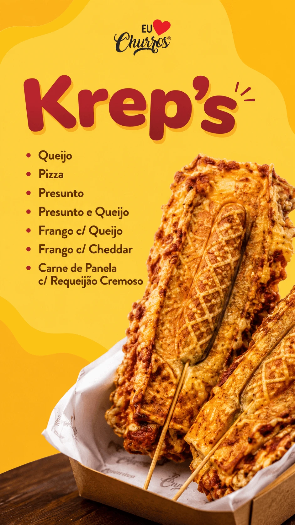 Peça com os sabores do Krep's da Eu Amo Churros